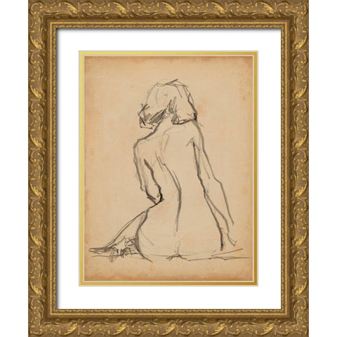 Figure Lines I Gold Ornate Wood Framed Art Print with Double Matting by Parker, Jennifer Paxton