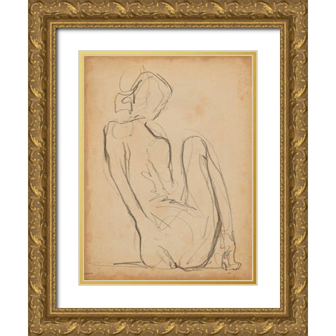 Figure Lines IV Gold Ornate Wood Framed Art Print with Double Matting by Parker, Jennifer Paxton