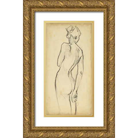 Full Figure Lines II Gold Ornate Wood Framed Art Print with Double Matting by Parker, Jennifer Paxton