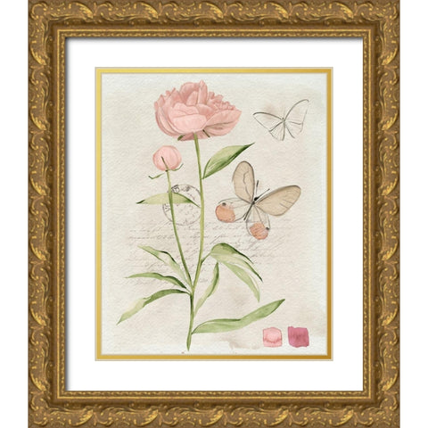 Field Notes Florals II Gold Ornate Wood Framed Art Print with Double Matting by Parker, Jennifer Paxton