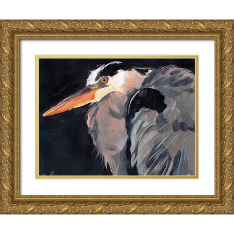 Great Heron II Gold Ornate Wood Framed Art Print with Double Matting by Parker, Jennifer Paxton