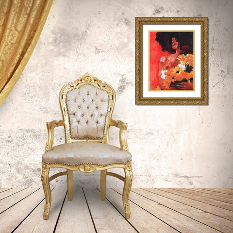 Through the Flowers I Gold Ornate Wood Framed Art Print with Double Matting by Parker, Jennifer Paxton
