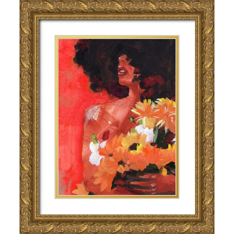Through the Flowers I Gold Ornate Wood Framed Art Print with Double Matting by Parker, Jennifer Paxton
