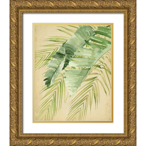 Banana Palms II Gold Ornate Wood Framed Art Print with Double Matting by Parker, Jennifer Paxton