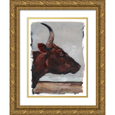 Cattle View II Gold Ornate Wood Framed Art Print with Double Matting by Parker, Jennifer Paxton