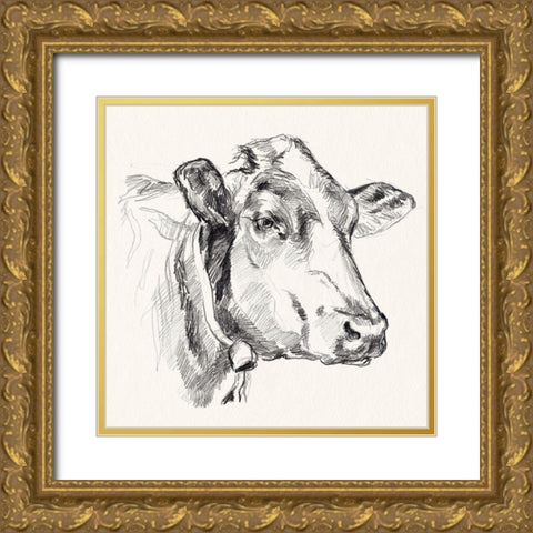 Holstein Portrait Sketch I Gold Ornate Wood Framed Art Print with Double Matting by Parker, Jennifer Paxton