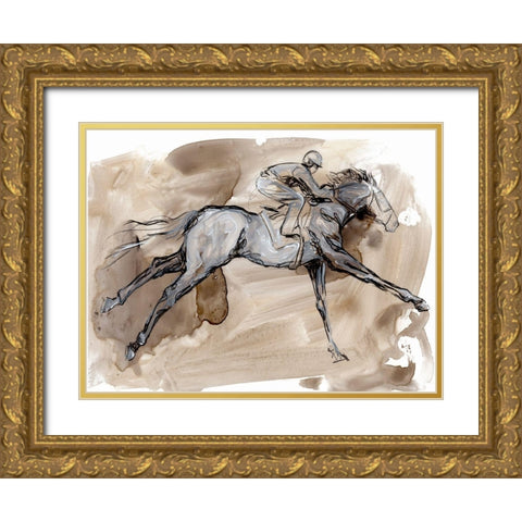Off to the Races I Gold Ornate Wood Framed Art Print with Double Matting by Parker, Jennifer Paxton