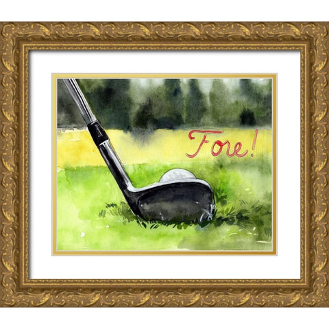 Tee Off Time IV Gold Ornate Wood Framed Art Print with Double Matting by Parker, Jennifer Paxton