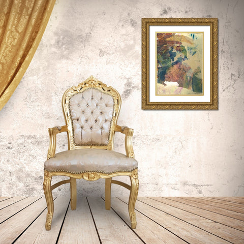 Monets Landscape II Gold Ornate Wood Framed Art Print with Double Matting by Combs, Joyce