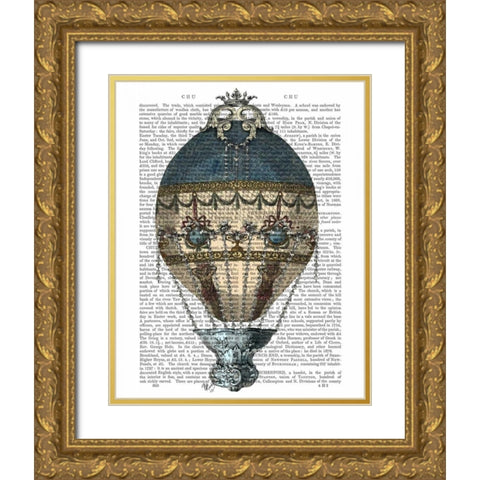 Baroque Fantasy Balloon 1 Gold Ornate Wood Framed Art Print with Double Matting by Fab Funky