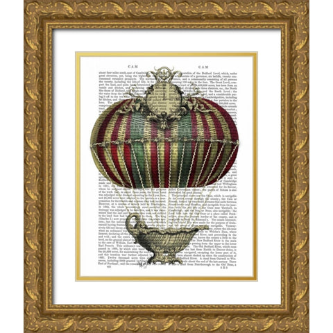 Baroque Fantasy Balloon 3 Gold Ornate Wood Framed Art Print with Double Matting by Fab Funky