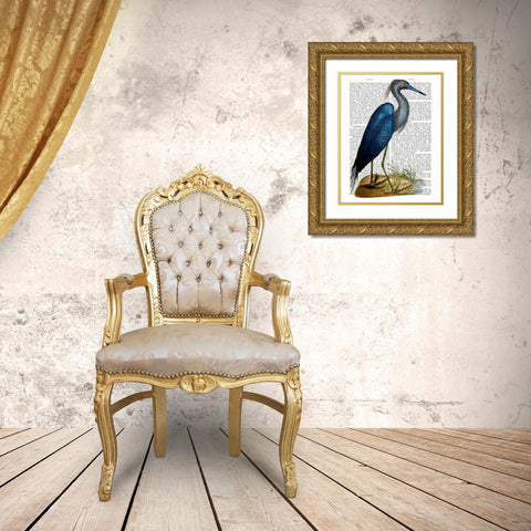 Blue Heron 2 Gold Ornate Wood Framed Art Print with Double Matting by Fab Funky