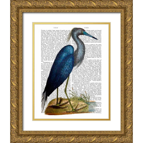 Blue Heron 2 Gold Ornate Wood Framed Art Print with Double Matting by Fab Funky