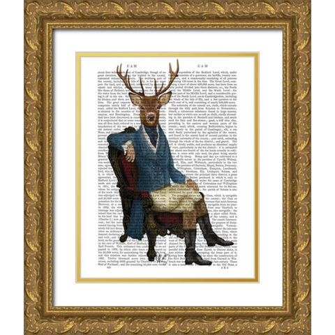Distinguished Deer Full Gold Ornate Wood Framed Art Print with Double Matting by Fab Funky