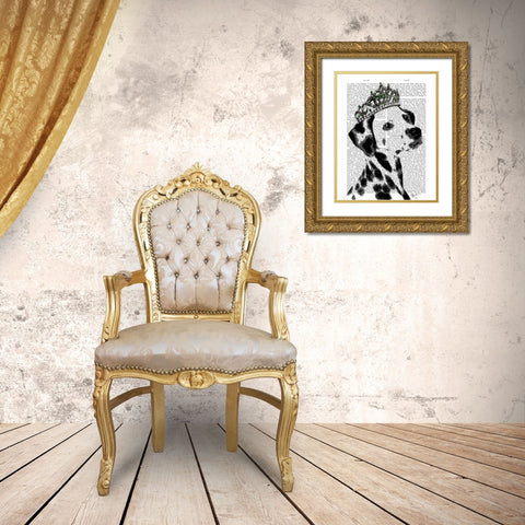 Dalmatian with Tiara Gold Ornate Wood Framed Art Print with Double Matting by Fab Funky