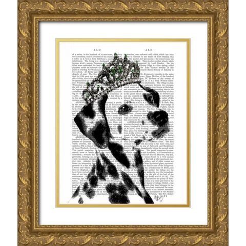 Dalmatian with Tiara Gold Ornate Wood Framed Art Print with Double Matting by Fab Funky