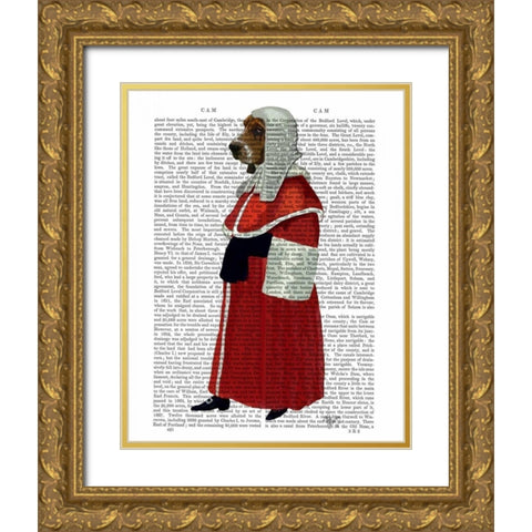 Basset Hound Judge Full Gold Ornate Wood Framed Art Print with Double Matting by Fab Funky