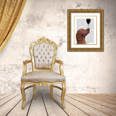 Red Setter Dog Au Vin Gold Ornate Wood Framed Art Print with Double Matting by Fab Funky