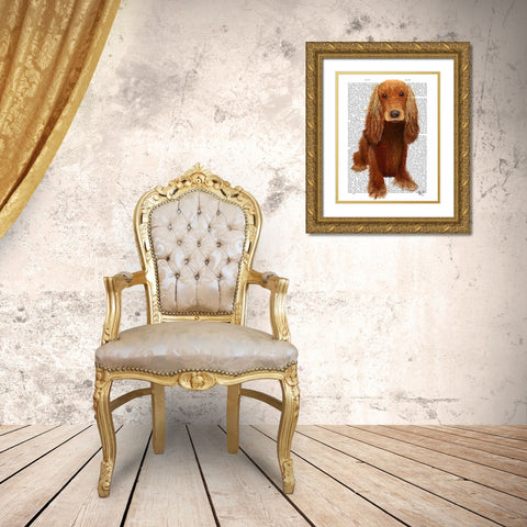 Cocker Spaniel Plain Gold Ornate Wood Framed Art Print with Double Matting by Fab Funky
