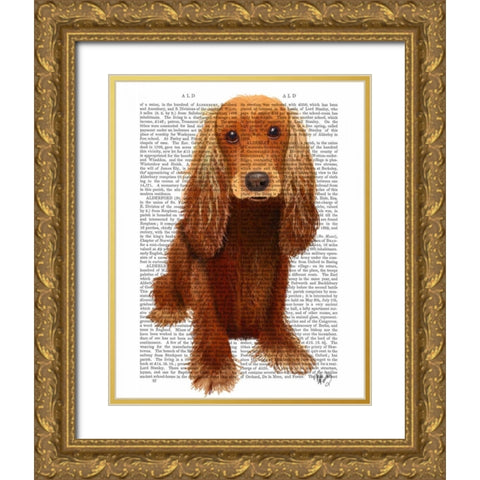 Cocker Spaniel Plain Gold Ornate Wood Framed Art Print with Double Matting by Fab Funky