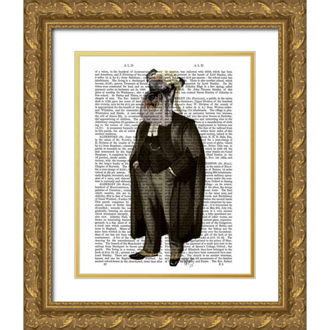 Schnauzer Lawyer Gold Ornate Wood Framed Art Print with Double Matting by Fab Funky