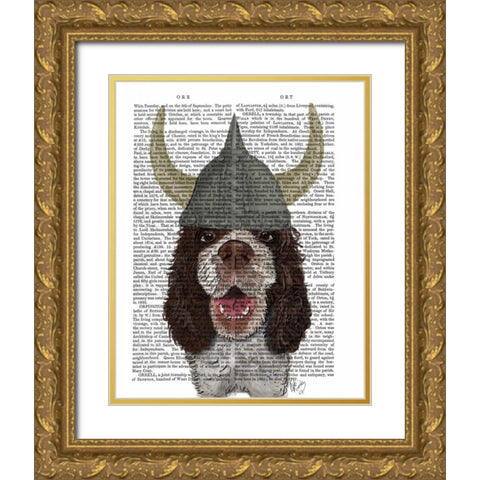 Springer Spaniel Viking Gold Ornate Wood Framed Art Print with Double Matting by Fab Funky
