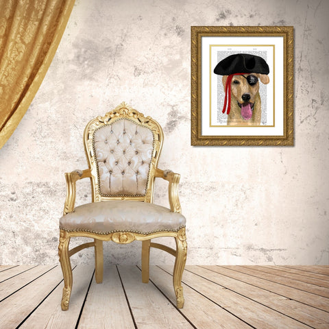 Yellow Labrador Pirate Gold Ornate Wood Framed Art Print with Double Matting by Fab Funky