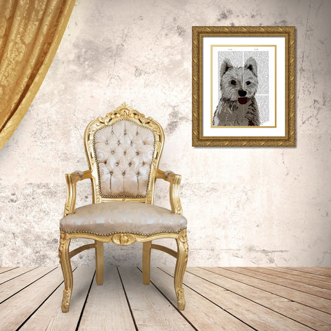 West Highland Terrier Plain Gold Ornate Wood Framed Art Print with Double Matting by Fab Funky