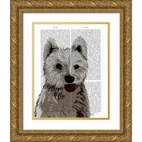 West Highland Terrier Plain Gold Ornate Wood Framed Art Print with Double Matting by Fab Funky