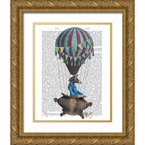 Flying Zebra Gold Ornate Wood Framed Art Print with Double Matting by Fab Funky