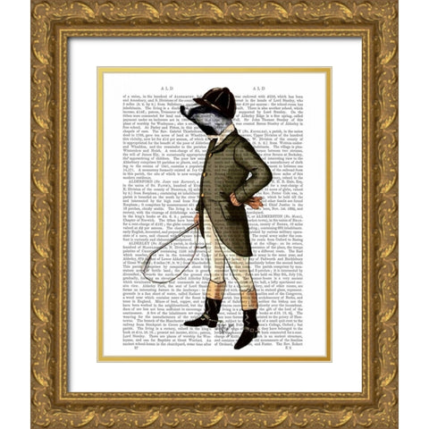 Badger The Rider Full Gold Ornate Wood Framed Art Print with Double Matting by Fab Funky