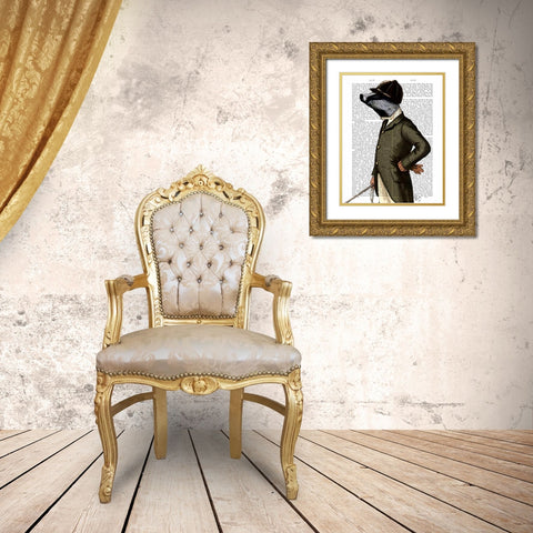 Badger The Rider Portrait Gold Ornate Wood Framed Art Print with Double Matting by Fab Funky