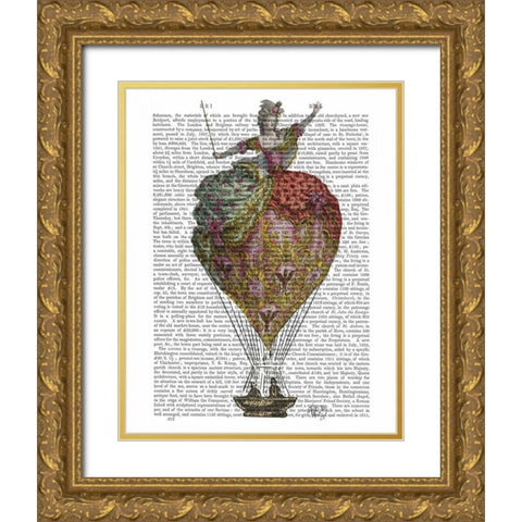 Hot Air Balloon Woman 3 Gold Ornate Wood Framed Art Print with Double Matting by Fab Funky