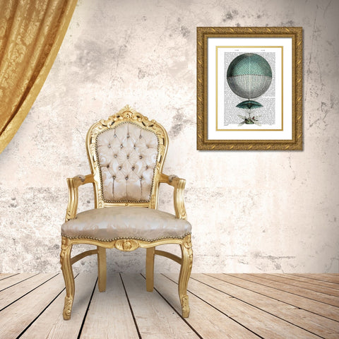 Vaisseau Volant Hot Air Balloon Gold Ornate Wood Framed Art Print with Double Matting by Fab Funky