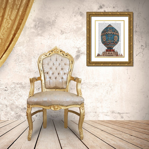 Montgolfier Aerostatique Hot Air Balloon Gold Ornate Wood Framed Art Print with Double Matting by Fab Funky