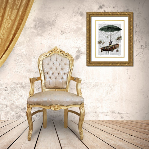 Diligenza And Flying Creatures Gold Ornate Wood Framed Art Print with Double Matting by Fab Funky