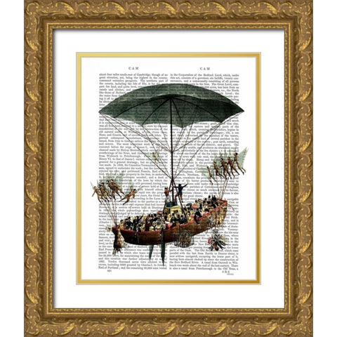 Diligenza And Flying Creatures Gold Ornate Wood Framed Art Print with Double Matting by Fab Funky