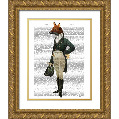 Dandy Fox Full Gold Ornate Wood Framed Art Print with Double Matting by Fab Funky