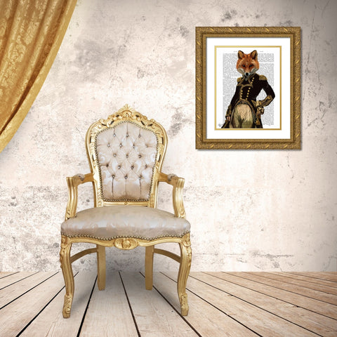 Admiral Fox Full Gold Ornate Wood Framed Art Print with Double Matting by Fab Funky