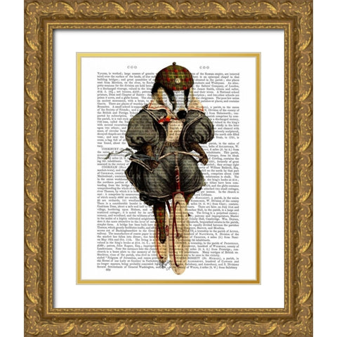 Badger on Vintage Bicycle Gold Ornate Wood Framed Art Print with Double Matting by Fab Funky