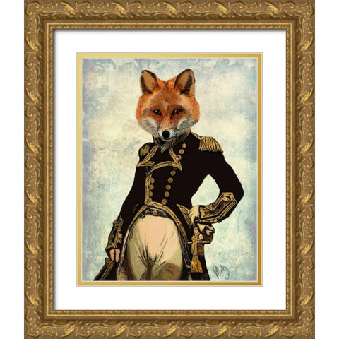 Admiral Fox Full Gold Ornate Wood Framed Art Print with Double Matting by Fab Funky