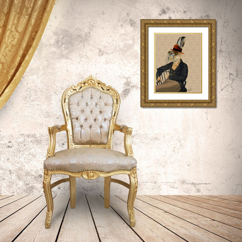 Horatio Hare on Chair Gold Ornate Wood Framed Art Print with Double Matting by Fab Funky