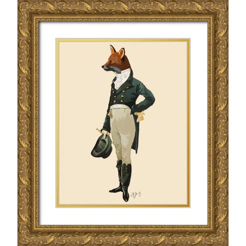 Dandy Fox Full Gold Ornate Wood Framed Art Print with Double Matting by Fab Funky