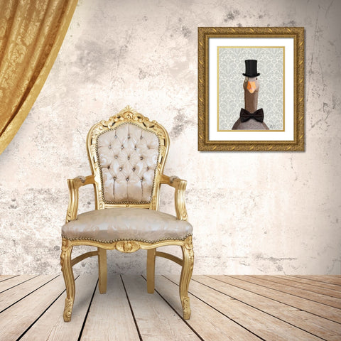 Distinguished Goose Gold Ornate Wood Framed Art Print with Double Matting by Fab Funky