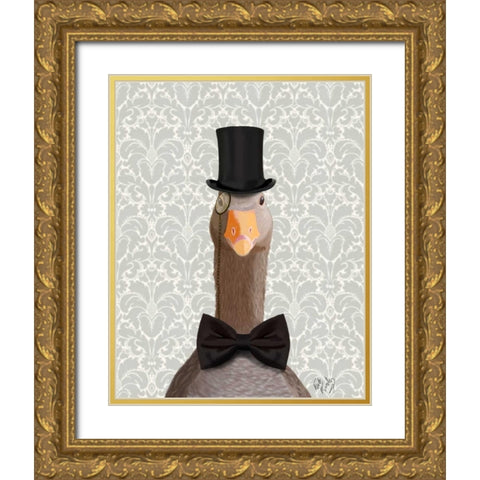 Distinguished Goose Gold Ornate Wood Framed Art Print with Double Matting by Fab Funky