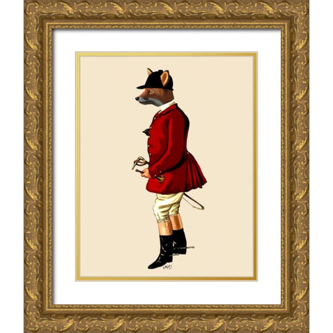 Fox Hunter 1 Gold Ornate Wood Framed Art Print with Double Matting by Fab Funky
