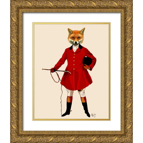 Fox Hunter 2 Full Gold Ornate Wood Framed Art Print with Double Matting by Fab Funky
