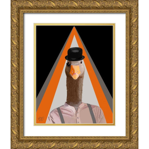 Clockwork Orange Goose Gold Ornate Wood Framed Art Print with Double Matting by Fab Funky