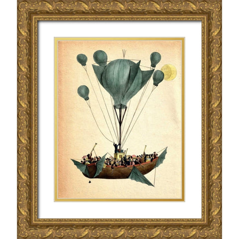 Diligenza Per La Luna Gold Ornate Wood Framed Art Print with Double Matting by Fab Funky