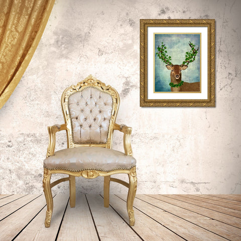 Green King Gold Ornate Wood Framed Art Print with Double Matting by Fab Funky